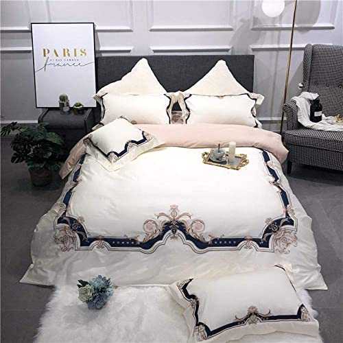 HJRBM 4Pcs Egyptian Cotton Bed Set Luxury Palace Bedding Sets Bed Set Duvet Cover Bed Sheet,13,King 4pcs (1 King 4pcs)