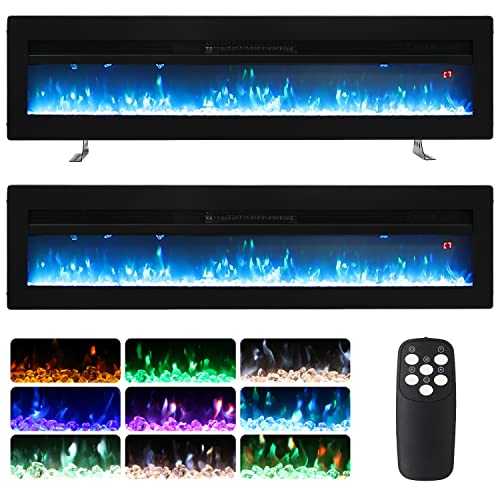 INMOZATA 40inch Electric Fire Insert Wall Mounted Free Standing with LED Flame Effect, Remote & Touch Control, Adjustable Thermostat and 2 Heat Settings 900/1800 W, Timer, Dimmer(40'', Black)