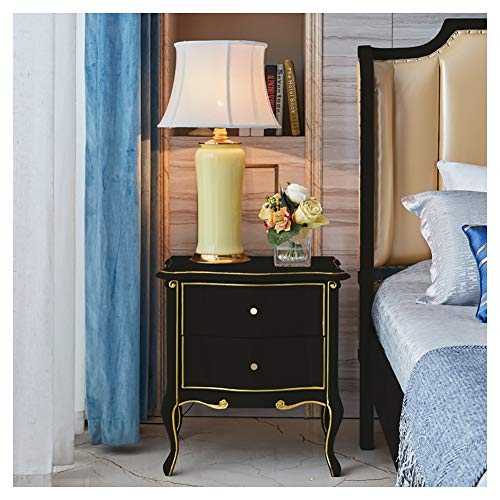 Accent Table Nightstand Bedroom Bedside Table Furniture European Romantic Bedroom Storage Cabinet Storage Cabinet Small Table (Color : Black)