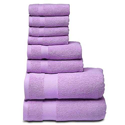 Towel Bath Towel Bath Towel Set,2 Large Bath Towels,2 Hand Towels,4 Washcloths. Cotton Highly Absorbent Bathroom Towels (Color : D, Size : 8 Towels Set)