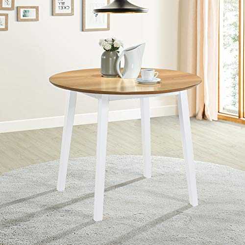 GOLDFAN Small Solid Wooden Round Dining Table Oak Kitchen Table for Dining Room Home Lounge Furniture,White (Only Table)
