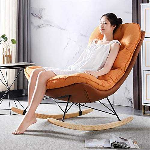 WanuigH Rocking Chairs Nordic Rocking Chair Household Recliner Rocking Chair Adult Bedroom Balcony Leisure Lazy Living Room Sofa Chair Comfortable Sitting Position (Color : Orange, Size : 95x90x95cm)
