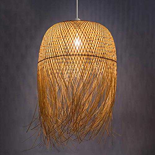 Natural Bamboo Woven Pendant Lamp Retro Bamboo Woven Lamp E27 Height Adjustable Hanging Lamp Country Villa Lighting Pendant Lamp Bedroom Dining Room Decorative Light,62 * 45cm