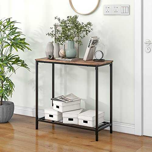 BOFENG Narrow Console Sofa Tables With Shelf for Entryway,Front Hall,Hallway,Living Room,Kitchen,Coffee Bar,Rustic Wood Frame Sofa Couch Table