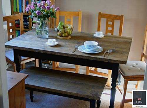 Farmhouse Table | 6 Seater | Kitchen Table | 4.5 Ft Table | Farmhouse Dining Table Set | Farrow & Ball Paint | Rustic Table | KRUD-47 (160cm)