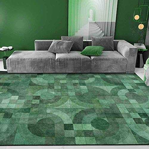 Modern Carpet Short Pile Rugs Bedroom Room Soft carpet Simple emerald green geometry 200 x 300 cm