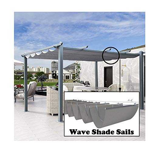 LJIANW Sun Shade Sail, Retractable Wave Canopy Cover, Sun Protection Permeable Awning, Outdoor Curtain, For Deck Roof Carport, Custom Size (Color : Gray, Size : 1.3x8m)