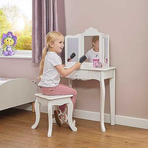 Liberty House Toys Kids White Vanity Table with Stool