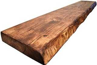 Waney/Live Edge Chunky Rustic Floating Shelf 9x2, Tudor Oak, 100cm