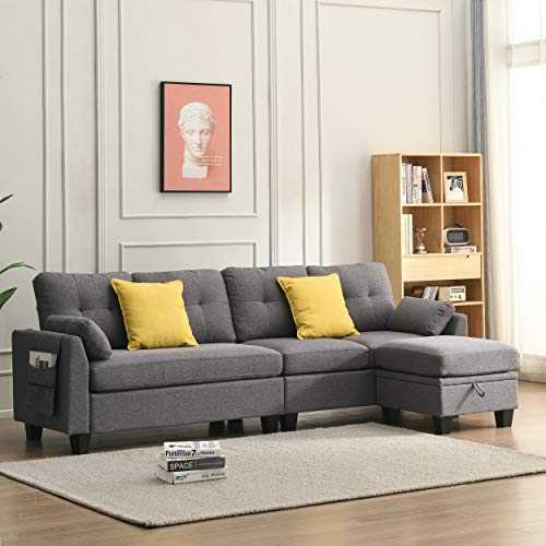 Cherry Tree Furniture Brunswick 4-Seater Storage Chaise Sofa (Grey)