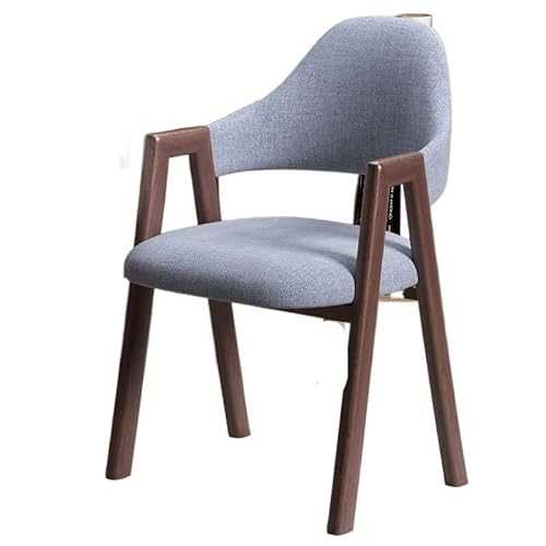 FJXJLKQS Dining Chair Nordic Modern Simple Back Chair Family Dining Chair High Elastic Sponge Comfortable Armchair Linen Chair Fashion (Color : Walnut leg - Blue)
