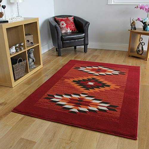 Milan Red, Terracotta, Brown & Off-White Tribal Aztec Rug 1632-S55-8 Sizes