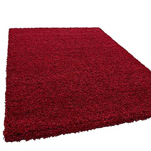 SASONS® Quality Shaggy Rugs Thick Pile Soft Plain Modern Warm Living Room Small X-Large Non-Shedding Area Rugs Home Decor Floor Bedroom Carpet (Red, 120cm X 170cm - 4Ft X 5.6Ft)