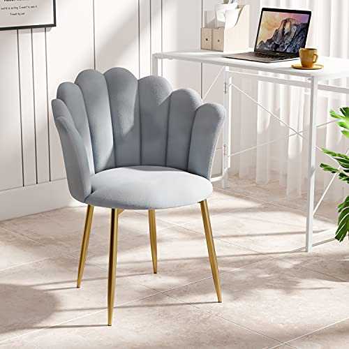 Joolihome Armchair Tub Chair, Velvet Shell Chair Single Sofa Chair Accent Chair with Gold Plating Metal Legs, Leisure Chair Dressing Chair for Home, Office, Bedroom, Living Room, Dining Room (Gray)