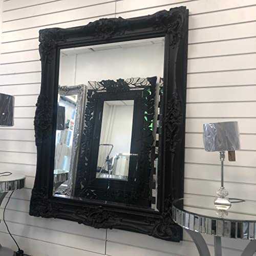 Matt black carved louis mirror 155cm x 135cm