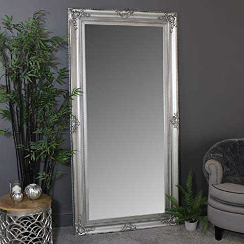 Melody Maison Extra Large Ornate Silver Wall/Floor/Leaner Mirror 100cm x 200cm