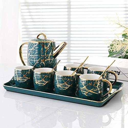 Tea Set Creative Coffee Cup Dish Set Household Ceramic Tray European Small Luxury Afternoon Tea Set Ceramic Tea Sets (Color : Photo Color, Size : One Size)