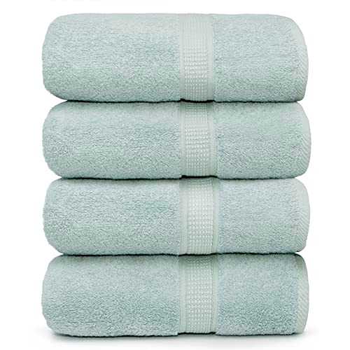 Ariv Towels - Bath Towels Set - Premium Bamboo Cotton Bath Towels - Ultra Absorbent, Soft Feel, Large and Quick Drying 30" X 52" (Duck Egg) - Towel Set of 4
