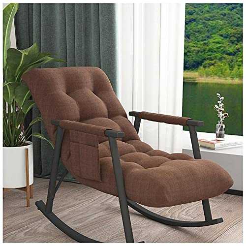 HQYXGS Upholstered Rocking Chair with Fabric Padded Seat,Comfortable Rocker Solid Wood for Living Room Recliner,Modern High Back Armchair Adult Single Sofa Old Man Chair