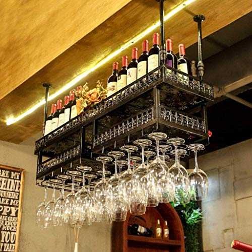 AERVEAL Adjustable Ceiling Style Wine Glass Holder Storage Hanger Holder to Hang Cocktail or Champagne Flutes for Kitchen, Bar, Pubs or Restaurants Rack,B,120Cm(47.2In)
