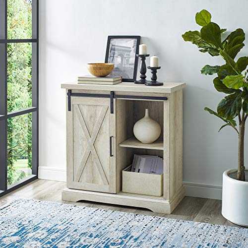 Eden Bridge Designs 32" Rustic Farmhouse Cottage Country Sideboard / TV stand/ Accent Storage with Sliding Door and Adjustable Shelves for Living Room/ Dining Room/ Hallway - White Oak