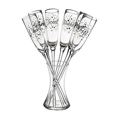 Premier Housewares Champagne Flutes with Vase Holder - Verity Party, Set of 6