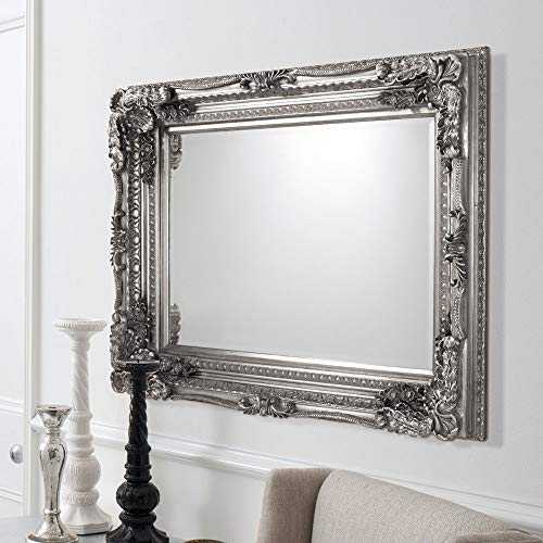 Carved Louis Mirror Silver Frame Wall Hallway Living Room