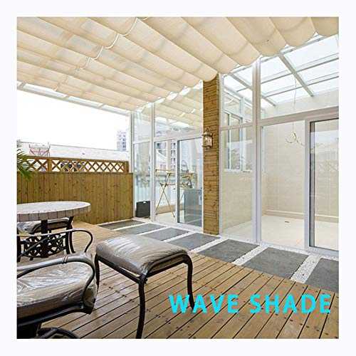 GDMING Retractable Wave Sail Shade Canopy Awning UV Protection Breathable Slide On Wire Replacement Pergola Cover For Outdoor Terrace Cafe Porch Custom Size Waterproof Fabric Polyester