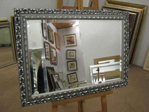 ORNATE SILVER SHABBY CHIC STYLE WALL AND OVERMANTLE MIRRORS - VARIOUS (Bevel Mirror Glass, 35" x 25")