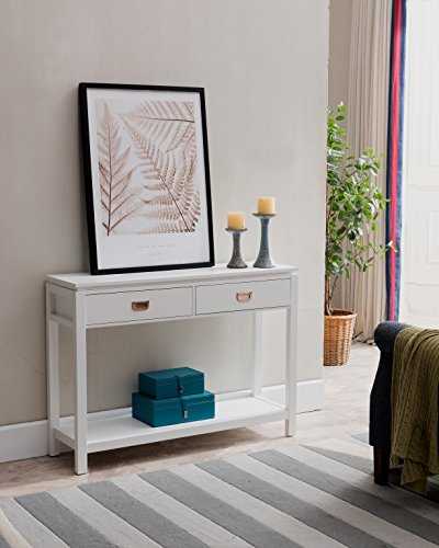 Kings Brand Furniture White Finish Wood Occasional Entryway Console Sofa Table With Storage Shelf / 2 Drawers