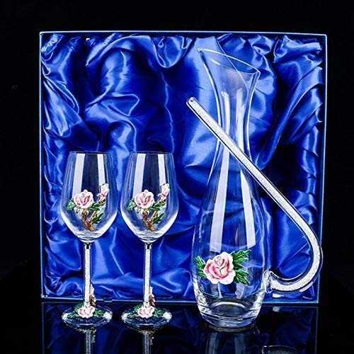 XiYou Red Wine Glass Decanter, Goblet Champagne Glass Gift Pack, Crystal Enamel Wine Set for Wine Tasting, Wedding, Party, Gifts for Family And Friends
