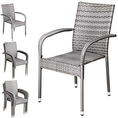 CASARIA Poly Rattan Garden Chairs 4 Pieces Set Dining Seats Outdoor Patio Balcony Furniture Portable Lawn Desk Seating