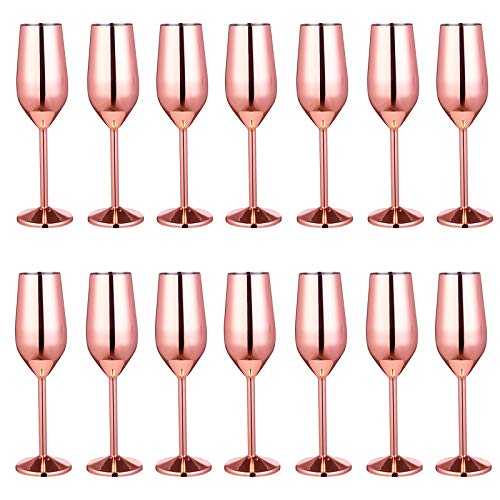 JIAYOUA 304 Stainless Steel Wine Glass Metal Cocktail Glass Bar Restaurant Champagne Glass Wine Glass Goblet 220Ml Rose Gold