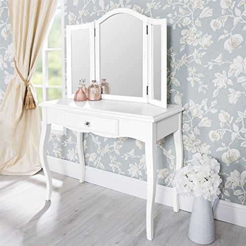 Romance True White Dressing Table with crystal handle. Stunning French Dressing Table (mirror not included)