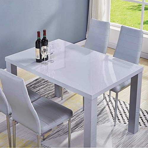 GOLDFAN Modern High Gloss Dining Tables Rectangle Kitchen Tables 4-6 Seater Dining Table, Wood, Grey (Only Table)