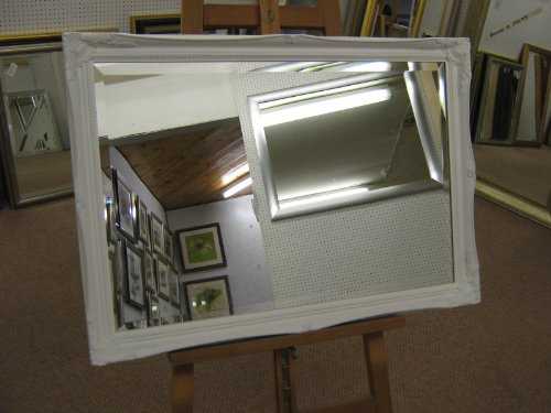 Fraser White Beaded Overmantle Mirror 61 x 51