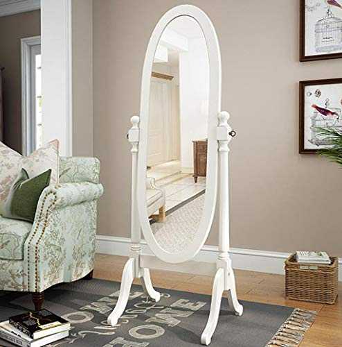 XGHW Floor Mirror Standing Dressing Mirror Girl Bedroom Fitting Mirror Home Girl American Rural Retro Full Body Mirror Wood (Color : White, Size : 156 * 45cm)