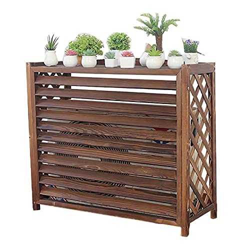 PTY Wooden Air Conditioner Cover Large Air Conditioner Cover for Outside Units, Outdoor Wooden Hidden Air Conditioning Fences Screen with Grid Design, Easy to Install
