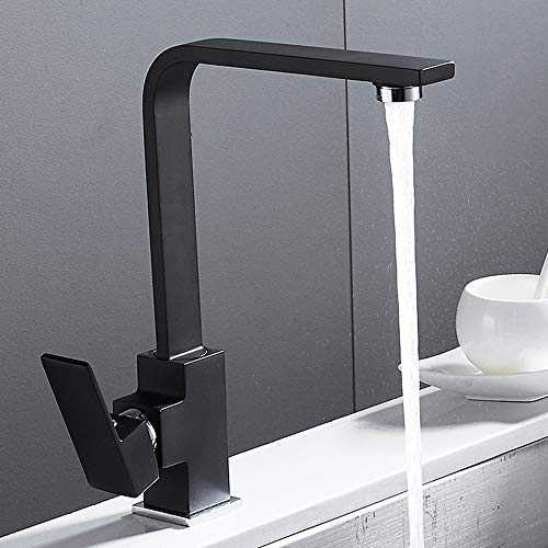 Modern Kitchen Sink Taps Waterfall One Hole Single Lever Solid Brass Monobloc Polished Black Swivel Basin Mixer Cold and Hot Mixer Faucet Black