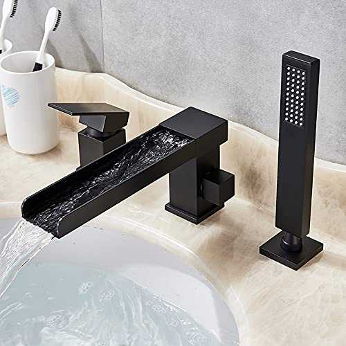 Kitchen Faucet Matte Black Chrome Waterfall Bathtub Faucet with Pull Out Handshower Single Lever Mixer Tap Waterfall Basin Faucet Tap