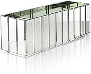 Serene Spaces Living Oblong Gatsby Mirror Vase – Great Gatsby Inspired Luxe Glass Vase with Bevel Edged Mirror Strips, Use for Home Décor, Event Centerpieces, 15 3/4” L x 4 3/4” W x 4 3/4" H