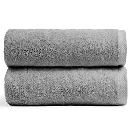 WAAAY Lux - Large Bath Sheets | Set of 2 | 100% Egyptian Cotton | 710GSM | Luxury Towels Set | 90cm x 180cm | Super Absorbent | Grey
