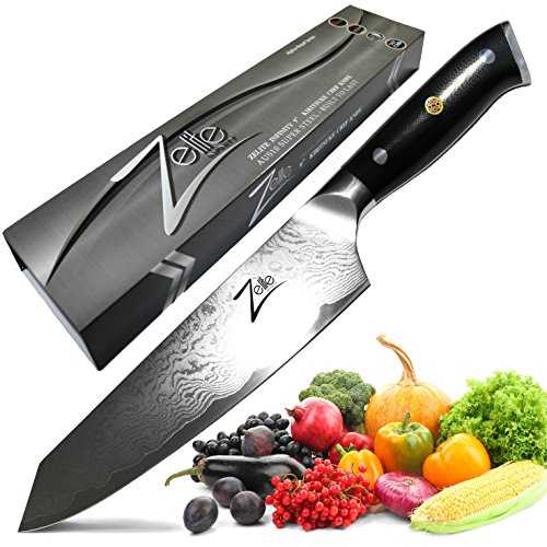 ZELITE INFINITY Kiritsuke Chef Knife 9 inch - Alpha-Royal Series - Best Quality Japanese AUS10 Super Steel 67 Layer Damascus – Surgically Sharp, Superior Performance, Ultra Versatile Chefs Knives