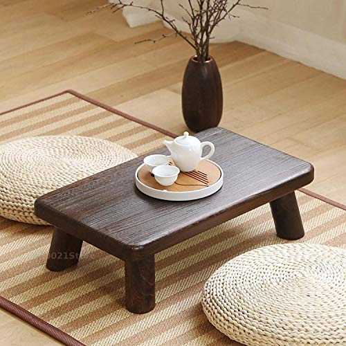LKKQKQ Solid wood small square table Japanese style bay window antique small coffee table floor short coffee table