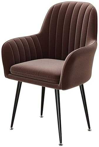 Dressing-Chair Modern Dining Chairs Velvet Kitchen Chairs With Arms Rest Back Support And Metal Legs Lounge Chair For Living Room Counter (Color : Brown)