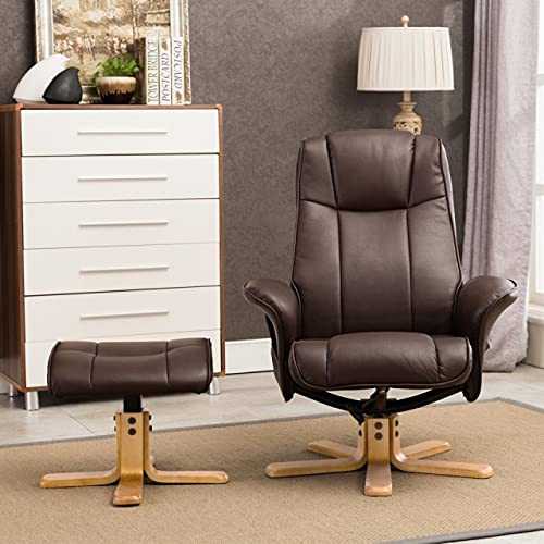 GFA Oxford Heated Massage Swivel Recliner Chair with Footstool (Nut Brown)
