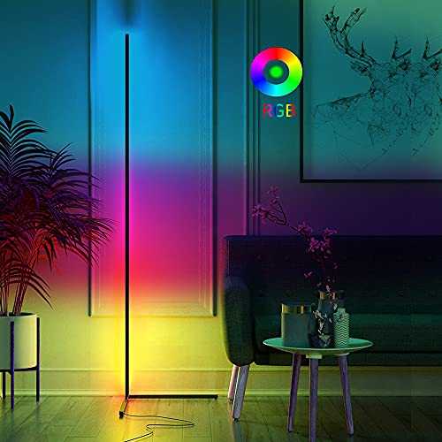 imodomio Corner Led Floor Lamp Dimmable with Remote Control, Color Changing Light Column RGB Color Temperatures Corner Llamp and Brightness Continuously Dimmable Floor Lamp (150cm Floor Lamp)