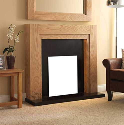 Electric Oak Wood Surround Black Contemporary Modern Wall Fire Fireplace Suite 48"