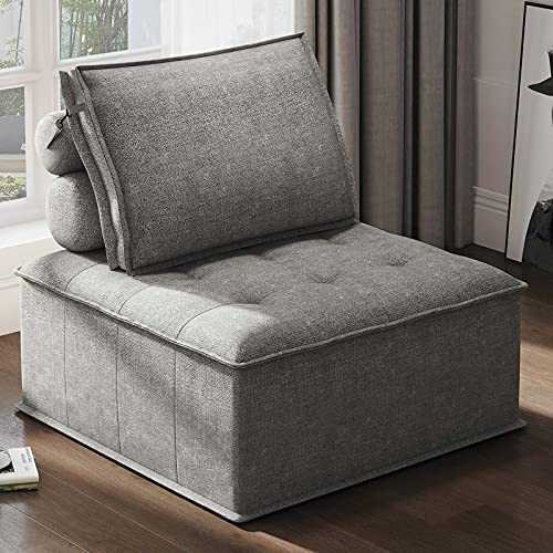 Belffin Modular Single Sofa Chair Modern Floor Sofa Couch Accent Sofa Chair Soft Fabric Grey