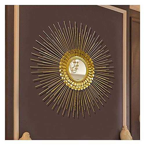 Mirror Gold Sunburst Decorative Wall Mounted Mirror Bathroom Mirrors Living Room Wall Mirror Kitchen Wall Mirror Decorative Starburst Mirror Gift Mirror with Threelayer Stacking Gold 60Cm